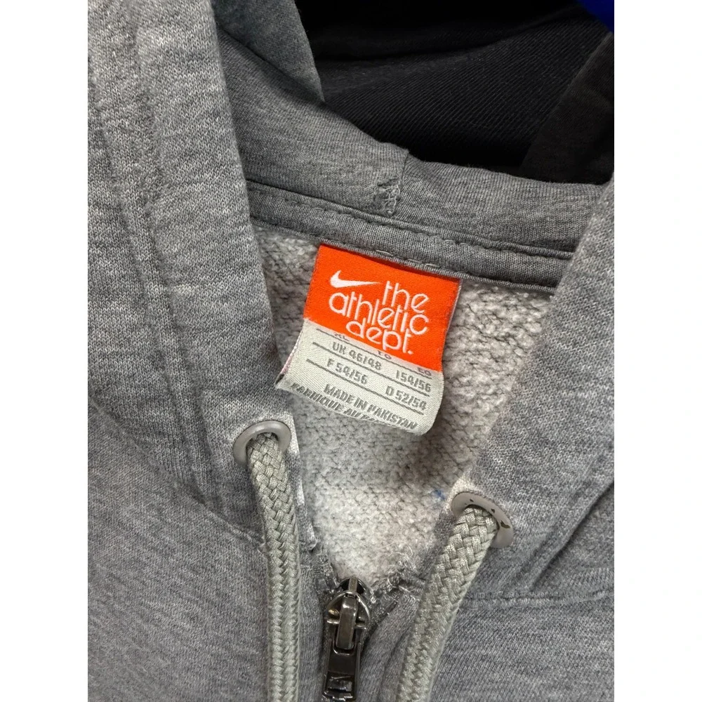 Nike Athletic Dept Mens Full Zip Hoodie Heather Grey Embroidered Swoosh Fleece